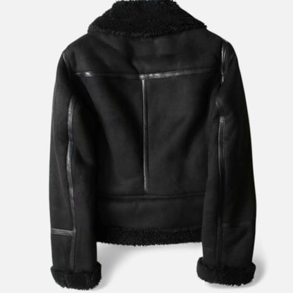 Women's Suede Shearling Moto Jacket - view 5
