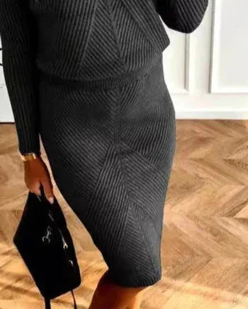 Sweater Dress – Black Mock Neck Midi - Black detail