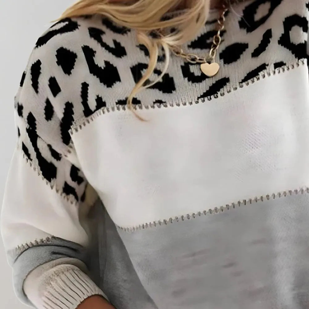 Women's Colorblock Leopard Sweater - view 2