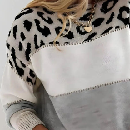 Women's Colorblock Leopard Sweater - view 2