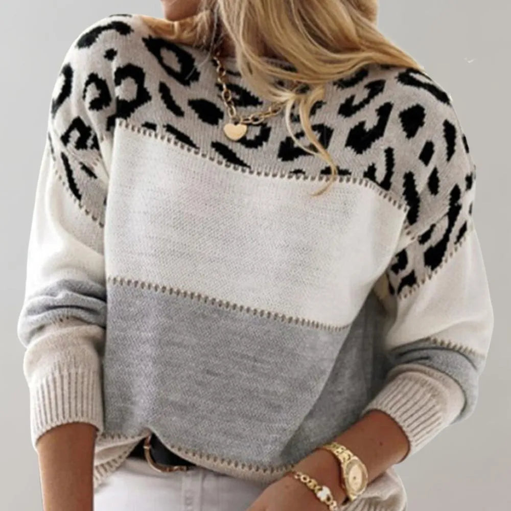 Women's Colorblock Leopard Sweater - view 3
