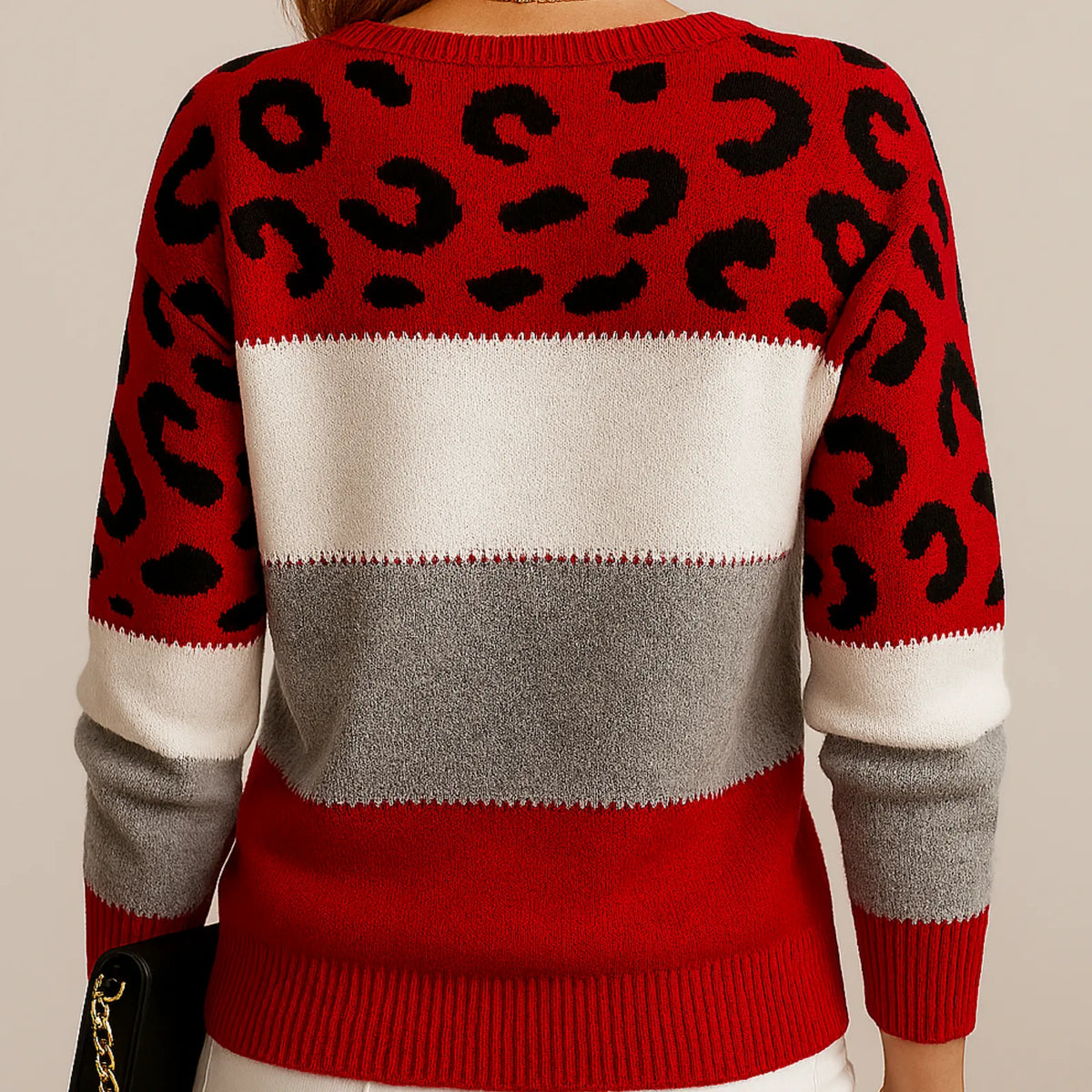 Women's Colorblock Leopard Sweater - view 6